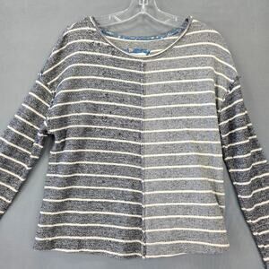 Anthropologie Black and Cream Striped Crew Neck Sweater